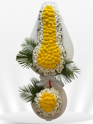 2 Katlı Sarı & Beyaz Çelenk